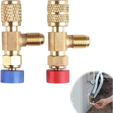 2 Stück Sicherheitsventil für die Kältemittel R410A und R22, Adapter für Flüssigkältemittel-Regelventile, 1/4"-Sicherheitsadapter für Klimaanlagen-Durchflussventile (1/5)