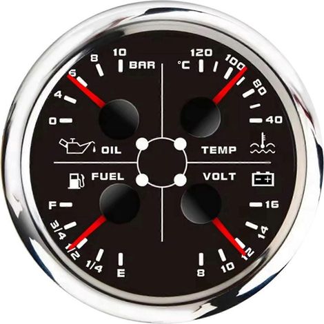 85 mm 4-in-1-Multifunktionsanzeige mit 0–190 Ohm/240–33 Ohm, Kraftstoffstandanzeige, Wassertemperatur, Öldruck, Voltmeter B (1/5)