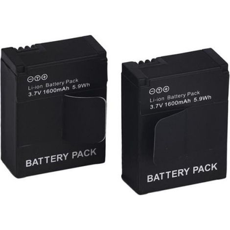 Batterie - Chargeur - Pour Caméra Sport - Li-ion 3,7 V - Double Slot LCD - 2 Pièces