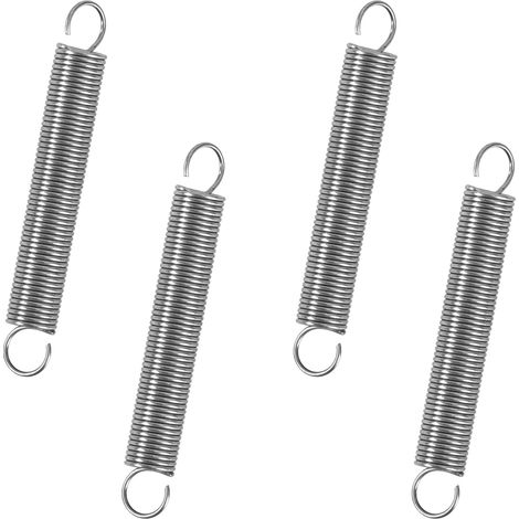 20 - Ressort De Traction - Acier Inoxydable - Double Crochet 90 Degrés - Pour Fixation Et Assemblage - Argent - 0,5x5x35cm (1/5)