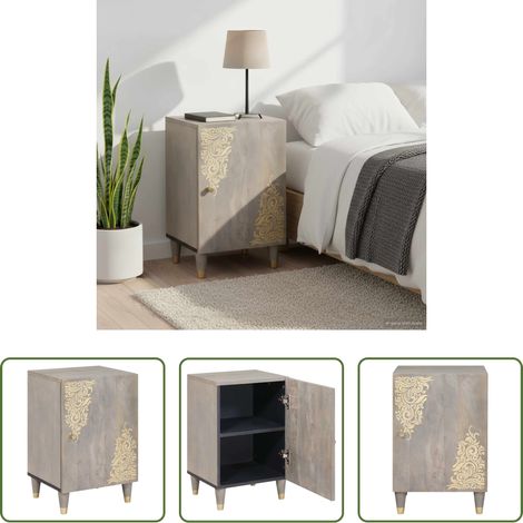 vidaXL Meuble bois - Cabinet de salle de bain avec stockage Gris 38 x 33 x 58 cm (1/5)