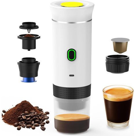 Cafetière portable, blanc, auto-chauffante, pour voyage et bureau (1/5)