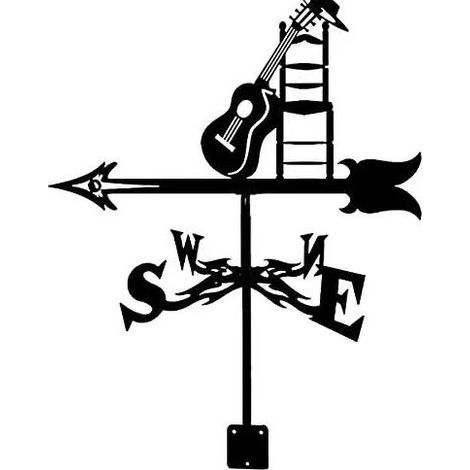 Gitarrenförmige Wetterfahne, Vintage-Windmessgerät aus Metall für Garten, Bauernhof und Scheune, Windrichtungsanzeiger (1/5)