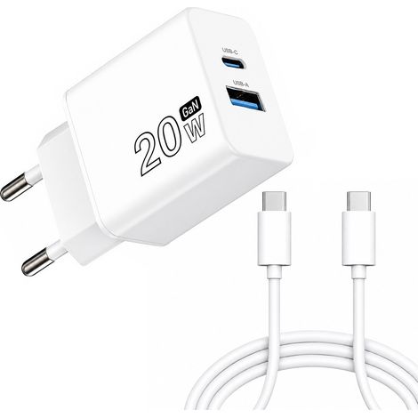 Chargeur GaN 20 W avec port USB-C et USB-A (1/4)