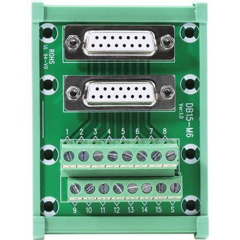 DB15-M6 Double Female Head DIN Rail Mount Interface Module Terminal Block Board Connector