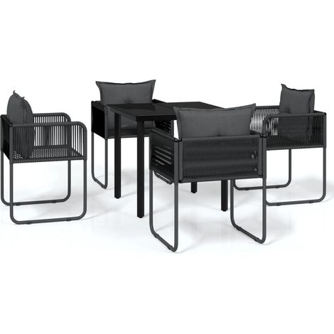 Maison Exclusive - 5-tlg. Garten-Essgruppe Schwarz