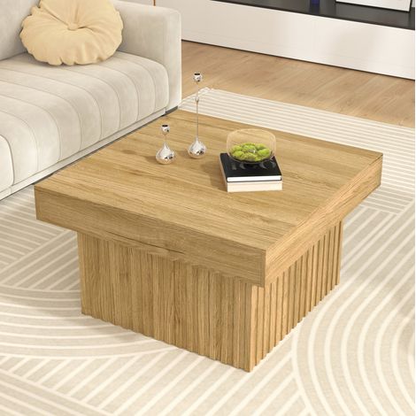 table salon multifonction compacte 79x79 cm naturel OKMYHOME (1/5)