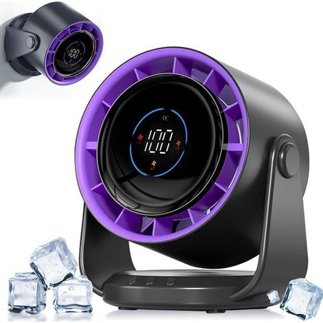 Ventilatore da tavolo,batteria da 5000 mAh,display a LED,1-199 velocità e testa girevole a 105°,flusso d'aria potente,camera da letto e cucina (1/5)