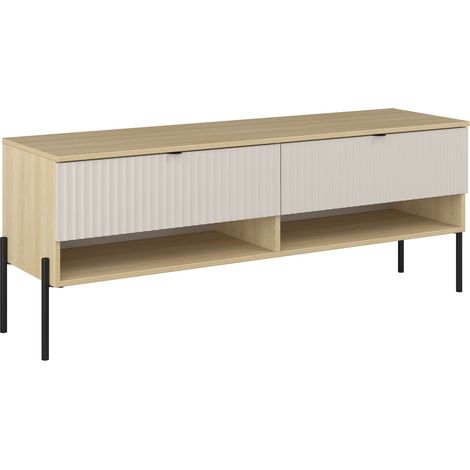 Mueble TV Levtenu 109, Roble + Cachemira, Número de puertas: 0, Número de cajones: 0, 140x55x40cm