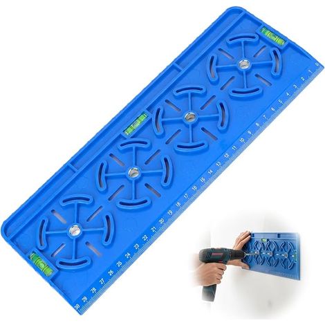 Gabarit de perçage avec niveau à bulle et règle de 30 cm, aide au perçage pour prises et boîtes encastrées (1/5)