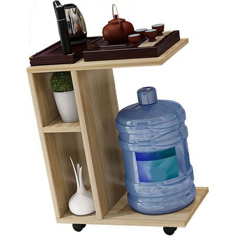 Multifunktionaler, fahrbarer Mini-Teetisch aus Holz, schlicht und modern, mit Rollen, Walnussfarbe (1/5)