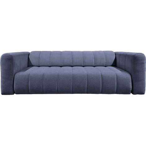 MARIUS - Canapé droit convertible tissu chenille 3 places Bleu (1/5)