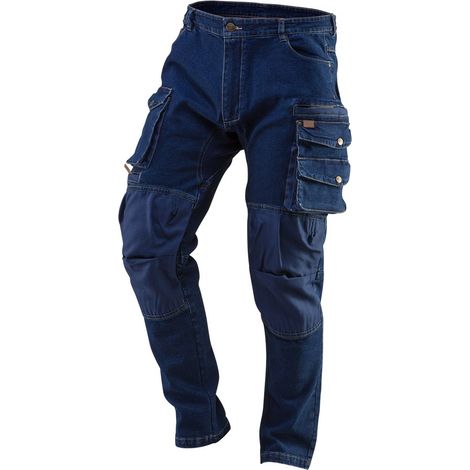 Pantalon de travail denim haute visibilité – Renforts genoux – Poches multifonctionnelles – 390g/m2 – Conformité EN ISO 13688:2013 – NEO