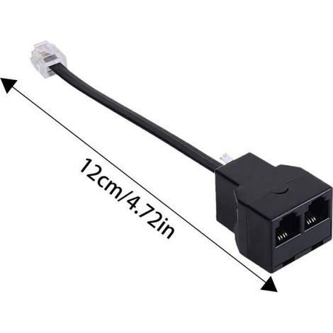 Répartiteur Prise Téléphonique - 2 Ports - Pour Téléphone Fax Modem DSL - Compatible RJ11 - 1 Pièce (1/4)