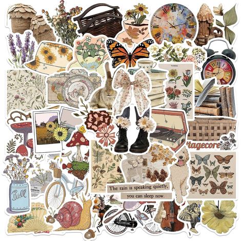 Lot de 50 autocollants stickers scrapbooking ordinateur portable Téléphone pour adultes, filles, garçons, enfants, adolescents Vintage (1/5)