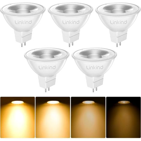 Ampoule LED Dimmable GU5.3 MR16, 5W Equivalent à 50W Lampe Traditionnelle, Blanc Chaud 2700K, 520LM, Angle du Faisceau 36°, Ampoules LED Spot 12V, Dimmable, Lot de 5 (1/5)