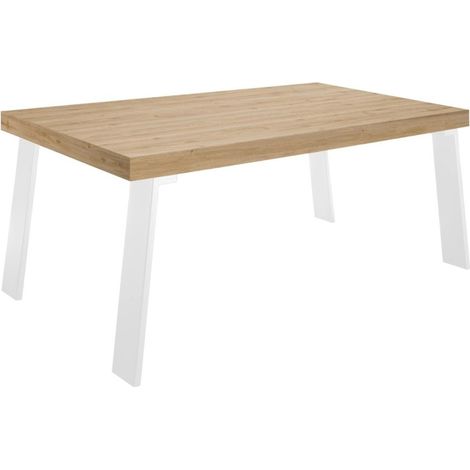 Esstisch SPRING – L168 x H88 x B78 cm – Helles Eichenholz und weißes Metall