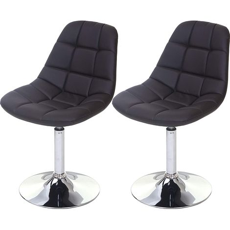 2x chaises de salle à manger en synthétique marron pied chromé pivotant CDS04420 (1/5)