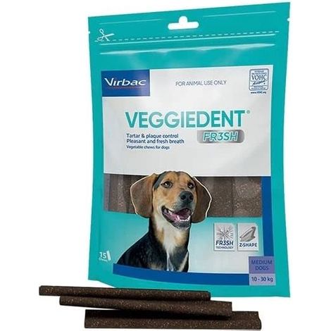Virbac Dog Veggiedent Fr3sh Stick - Virbac Dog Veggiedent Fr3sh Stick - Confezione da 15 Stick Taglia M (10/30 Kg) (1/3)
