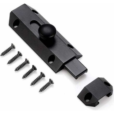 1 Security locking latch made of thick pure brass, ultra-resistant gate latch, black (1/5)
