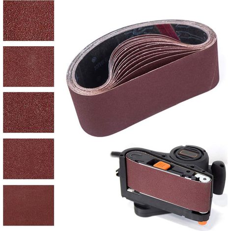 Banda abrasiva de 50 x 686 mm, bandas abrasivas mixtas (3 granos: 80/120/150/240/400) para lijadoras de banda (15 unidades) (1/4)