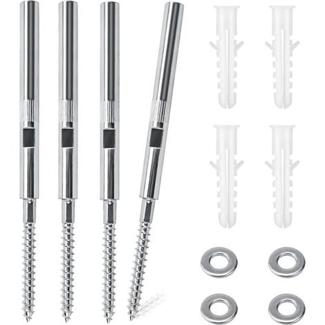 Lot de 4 Supports d'étagère murale invisibles Ø8x150mm, Fixation Etagere Invisible, Fixation étagère en Acier Comprenant Rondelles et Chevilles - Capacité de Charge 18kg (150MM) (1/5)