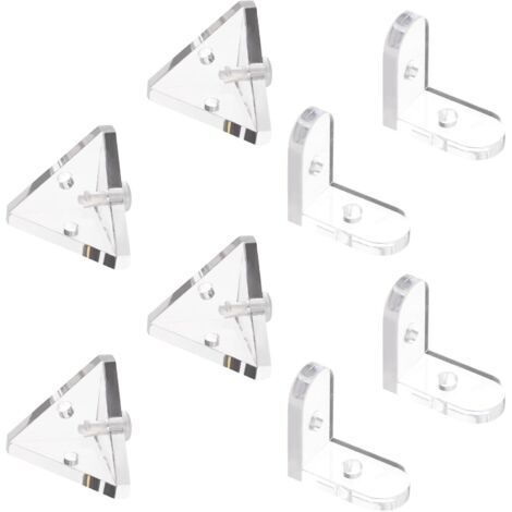 Support d'angle en acrylique, équerres transparentes à angle droit à 3 trous et support d'angle en forme de L 90 degrés avec rivets transparents pour boîte de présentation (1/5)