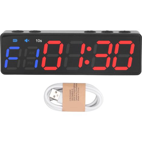 Minuterie gymnastique portable – intervalle – fitness – grand affichage numérique – aimant intégré – bleu/rouge (1/5)