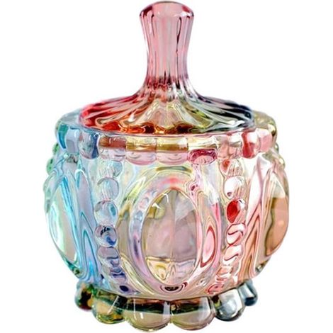 Bocal d'apothicaire en verre transparent gaufré avec couvercle, bocal à bonbons, bocal à bonbons pour mariage, boîte à bijoux en cristal, bocal alimentaire 170 ml - Rond (1/5)