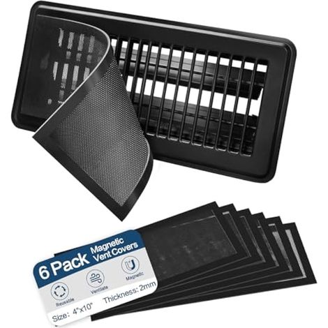 Lot de 6 housses de protection magnétiques puissantes pour grille d'aération de sol, 10,2 x 25,4 cm, en PVC, pour maison, sol, mur, plafond (1/5)