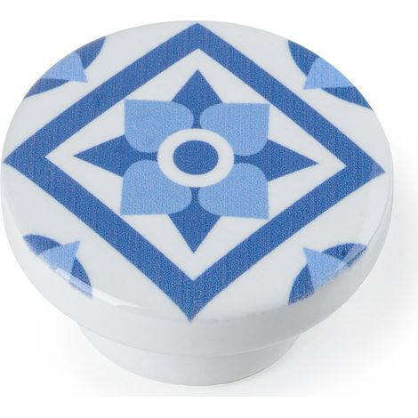 Pomo de madera con acabado azul, dimensiones: 38x38x22mm Ø: 38 mm - (1/4)