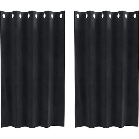 Rideaux avec des rideaux 2 pcs Noir 140 x 140 cm Velours CFW43701 (1/5)