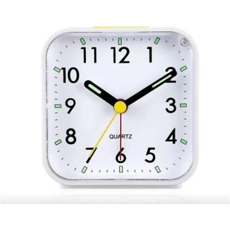 Réveil Matin Réveil analogique silencieux sans tictac, réveil en douceur, bips sonores, augmentation du volume, fonctions de répétition et d'éclairage à piles, réglage facile, blanc (1/5)