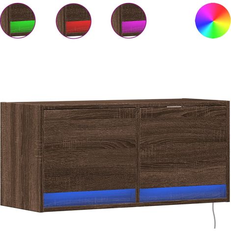 Maison Exclusive - TV-Wandschrank mit LED-Leuchten Braun Eichen-O (1/5)