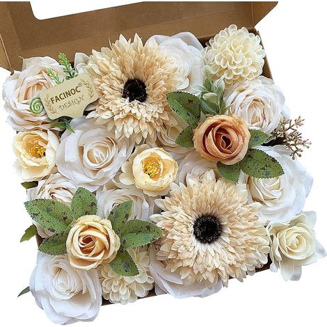Ramo de rosas artificiales rosas en caja – 19 tallos, perfecto para decoraciones de bodas o fiestas. Rosa claro, apto para uso en interiores y exteriores, combina a la perfección con arreglos de flore