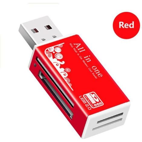 Lecteur de carte USB 2.0 vers SD Micro SD TF adaptateur de carte mémoire pour ordinateur portable accessoires - Red[D224646]