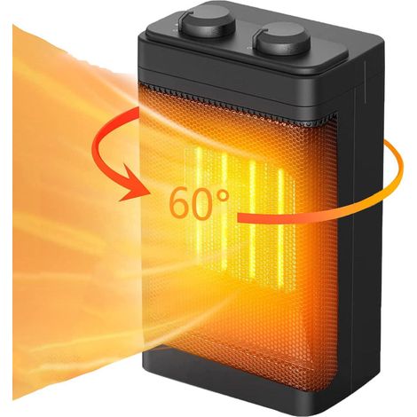 Radiateur soufflant en céramique 1200/1500 W, 2 niveaux de chauffage et mode ventilateur seul, radiateur électrique d'appoint, radiateur d'appoint ave (1/4)