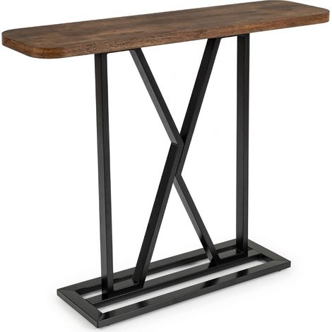 Konsolentisch 100 cm, rustikales Braun, Metallgestell