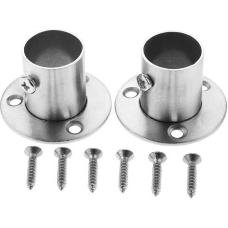 Lots de 2 Supports avec Bride pour Tringle de Penderie en Acier Inoxydable(32mm) (1/5)