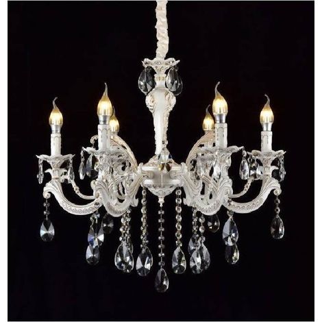 TRADE SHOP - Lampadario Soffitto Classico 6 Bracci Attacco E14 Vetro Effetto Cristallo A01-6 - (1/2)