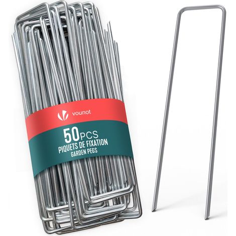 VOUNOT® 50 Stück Erdanker verzinktes Metall, U-förmige Bodenanker 150 × 30 mm, Ø 3 mm (1/5)