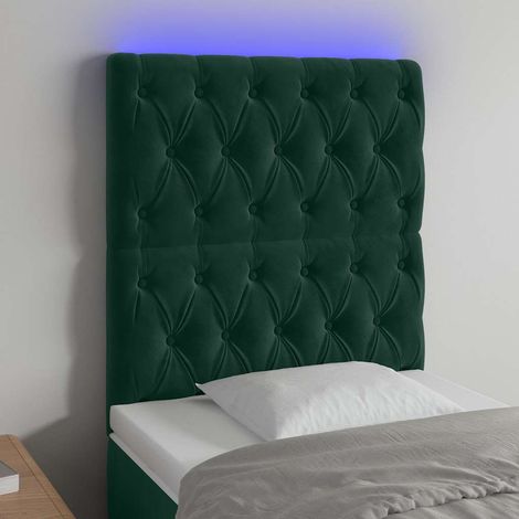vidaXL Cabecero con luces LED terciopelo verde oscuro 80x7x118/128 cm (1/5)