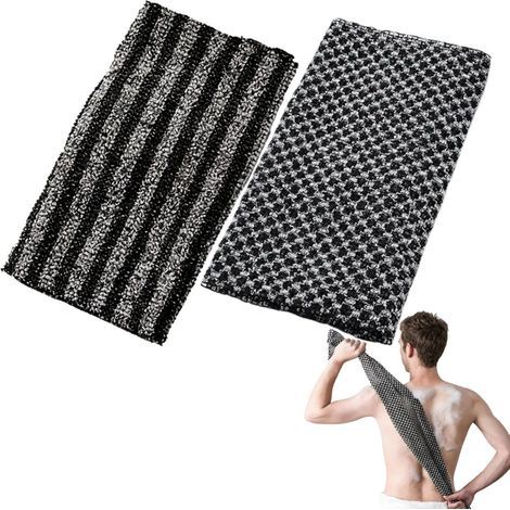 2er-Set Peelinghandtücher, 120 cm, Bambus und Aktivkohle, schnelltrocknend, für Herrendusche (1/5)