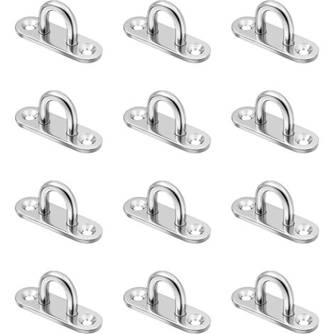 Confezione da 12 ganci da parete M5, in acciaio inox con occhielli di sollevamento a forma di U, adatti per navi, ponti e altalene da yoga.