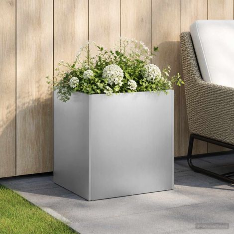 vidaXL Macetero de Jardín Plateado 25 x 25 x 25 cm Acero inoxidable (1/5)