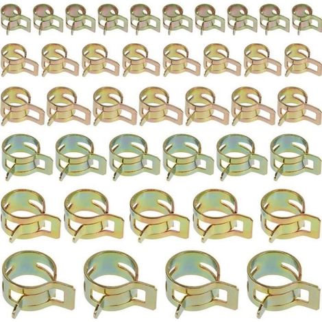 60PCS Clip à Ressort Tuyau Serre-joints , à Tuyaux Colliers de Clip à Ressort Tuyau Serrage Ajustable 6 Sortes de Tailles Pour (1/4)