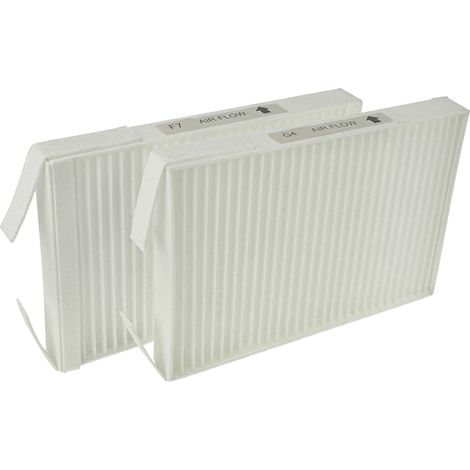 vhbw Filterset kompatibel mit Zehnder ComfoSpot 50 Lüftungsgerät - Luftfilter G4 / F7 (2 Stück), 18 x 12 x 4 cm, Weiß