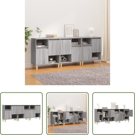 Holzbeine -  Sideboards 3 Stk. Grau Sonoma 60x35x70 cm Holzwerkstoff (1/5)