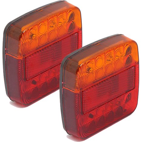 Juego de 2 luces traseras LED, base magnética, inalámbricas, 5 funciones, universales para coches y tractores. (1/5)