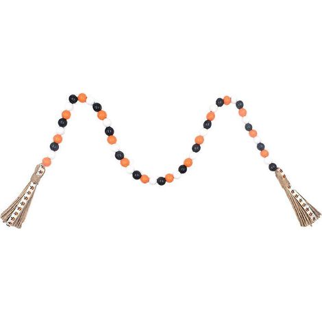 Guirlande de perles en bois avec pendentif citrouille (2 pièces) (1/5)